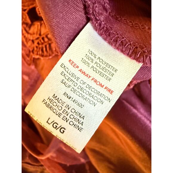 Flora Large Dark Wine Raspberry Nightgown Sexy Satin Lacy Large Hi Low - Picture 8 of 9